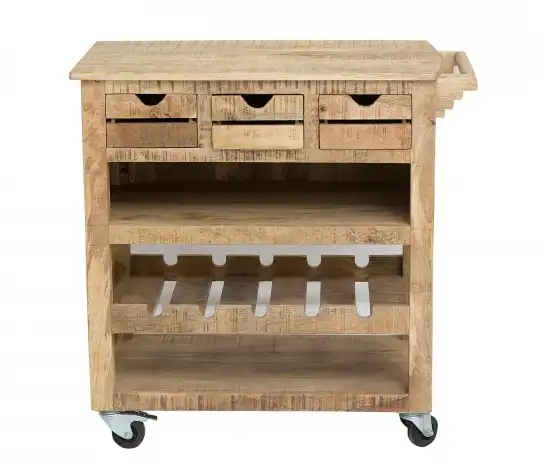 Rustic Ice Box Kitchen Cart with 3 Drawers on Rollers - popular handicrafts